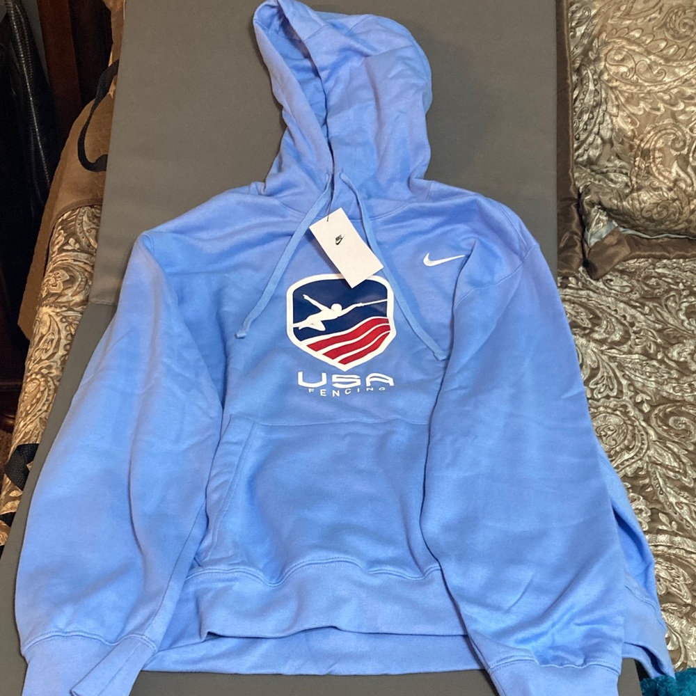 Nike Light Blue USA Fencing Hoodie mens XXL - Picture 1 of 6
